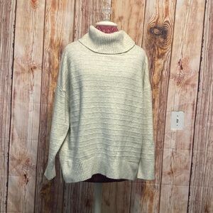 Old Navy Large Turtle Neck Sweater Cream Color with a Flair & Design